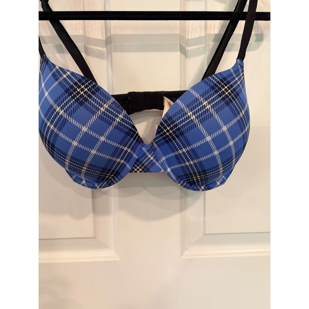 Victoria's Secret PINK 34DD Blue Plaid T-Shirt Bra EUC